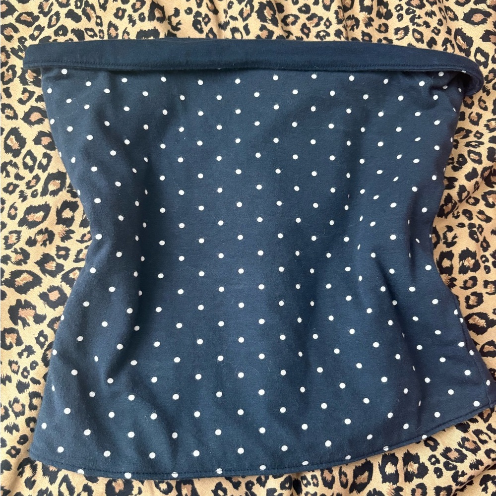 holister navy polka dot tube top